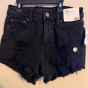 Aeropostale Black Distressed Jean Shorts
